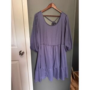 Torrid Purple Tiered Mini Dress Plus Size 3/3X Babydoll Criss Cross Back